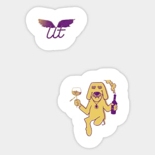 LitQ - Cute dog drinks wine on Valentine's Day anime art vibe Sticker